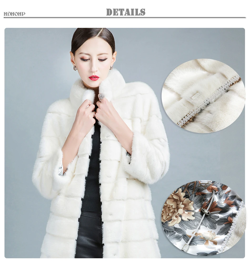 HDHOHR, высококачественное пальто из натурального меха норки, длинное с юбкой, Женское зимнее пальто из настоящей белой норки, тонкие теплые меховые куртки Feamle