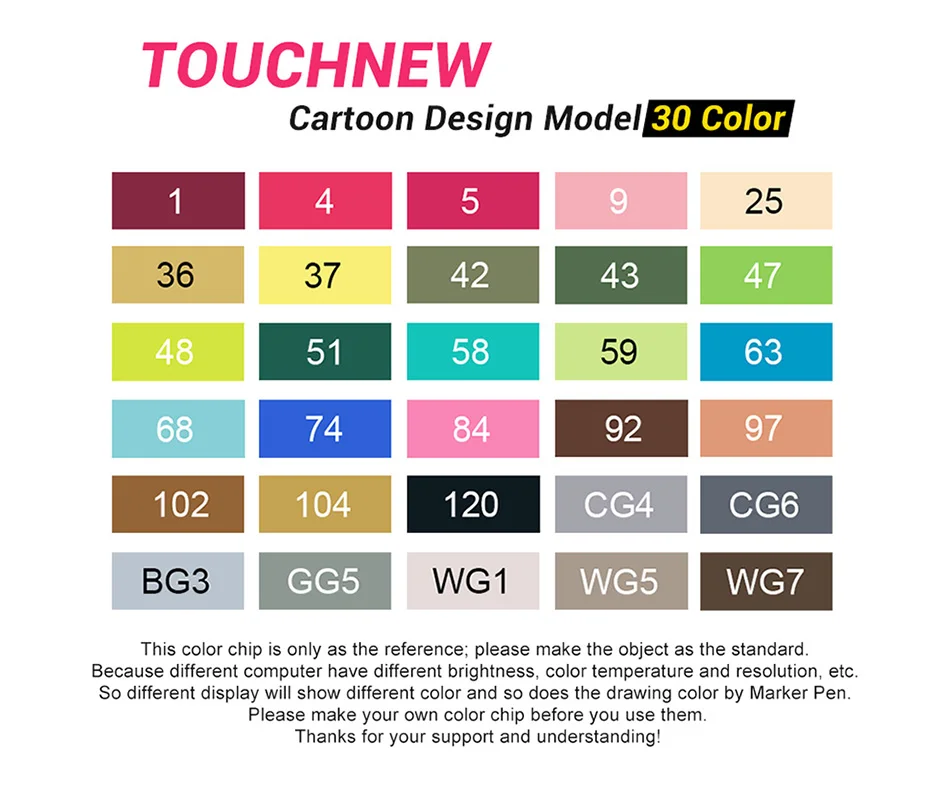 Touchnew 30/40/60/80 цветные спиртовые маркеры искусство рисования манга Двойные наконечники маркер для белой доски из двух вещей черно-боди-арт поставщик+ подарок