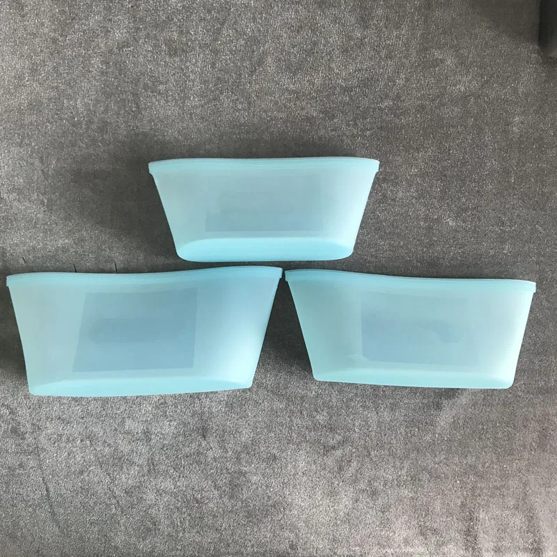 Storage Sealed Dishes Cups Bag Kitchen Accessories 1Set Silicone Fridge Leakproof Reusable Zip Lock Container Stand Up Organizer - Цвет: 3pcs-Blue-Bowl