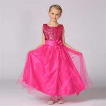 High quality Lace Girl Dresses Children Dress Sequined Princess Dress Length to Floor Baby Girl Wedding Dress Birthday Costume