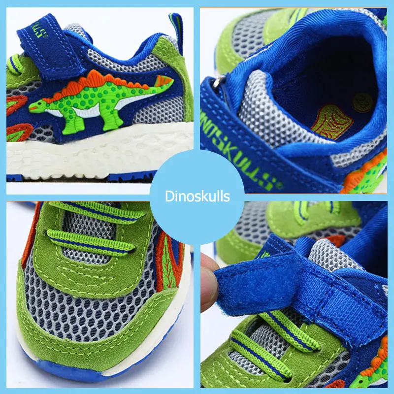 Dinoskulls Toddler Boy Sneakers 3D Dinosaur Kids Shoes Mesh Breathable Children Trainers 2019 Summer Running Beach Shoes
