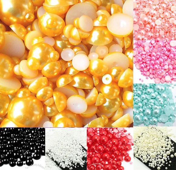 500pcs 2-10mm Mixed Color Half Round Pearl Beads FlatBack Scrapbook Craft Cabochon Kawaii DIY Embellishments Accessories