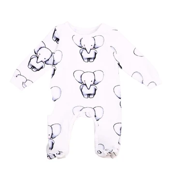

Cute Newborn Toddler Baby Boy Elephant Print Clothes Cotton Long Sleeve Romper Jumpsuit Playsuit Outfits