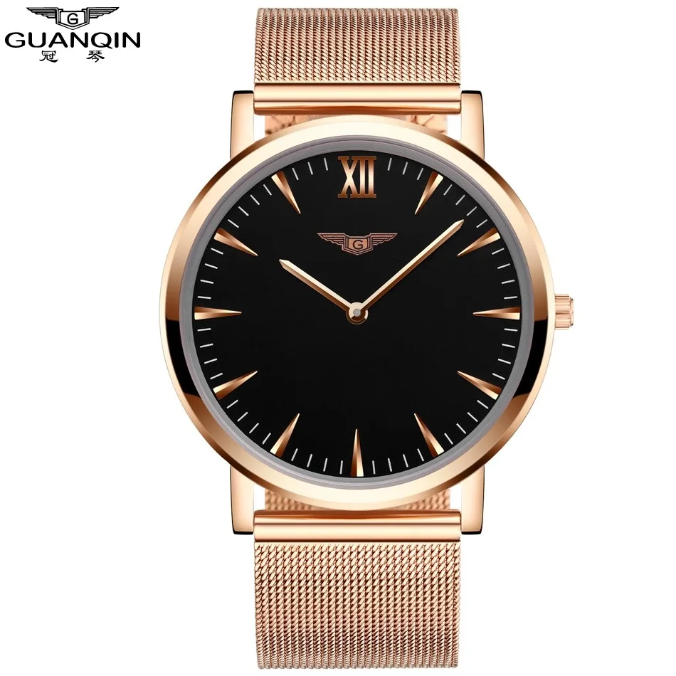 

Watch Men GUANQIN Relogio Masculino Gold Simple Mens Watches Top Brand Luxury Ultra Thin Quartz Watch New Year Gifts for Friends