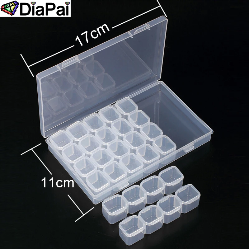 

28 Slots Diamond Embroidery Box Diamond Painting Accessory Case Clear plastic Beads Display Storage Boxes Cross Stitch Tools