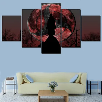 

Modern Artwork 5 Panel Anime Naruto Itachi Uchiha Poster Wall Art Home Decor High Quality Canvas Print Painting Decor Framework