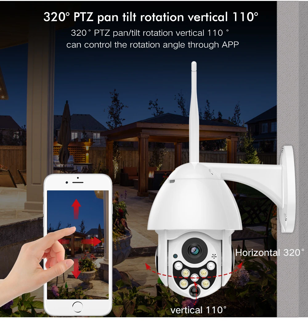 SDETER 1080P PTZ wifi камера наружная скоростная купольная беспроводная камера безопасности ip-камера наружная панорама наклона 4X зум ИК CCTV P2P Cam(2 шт. в упаковке