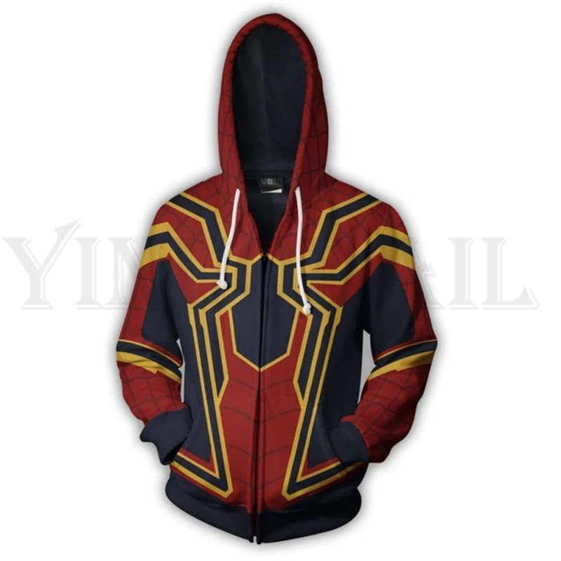 

Superheroes Sweatshirt Men and Women Zipper Hoodies Iron Spiderman 3d Print Hooded Jacket Mravel 4 Costume Harajuku Streetwear