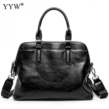 

Tote Bags for Men Black PU Leather Handbag Men's Executive Briefcase Business Male Bag Portfolio A Case for Documents