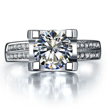 

Sterling Silver Moissanite Ring Women Gold Color 2CT Anniversary Jewelry Sterling 925 Silver Positive Wedding Moissanite Ring