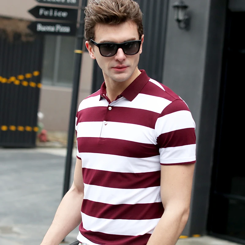 2017 New design good quality mens summer stripes polo shirt cotton