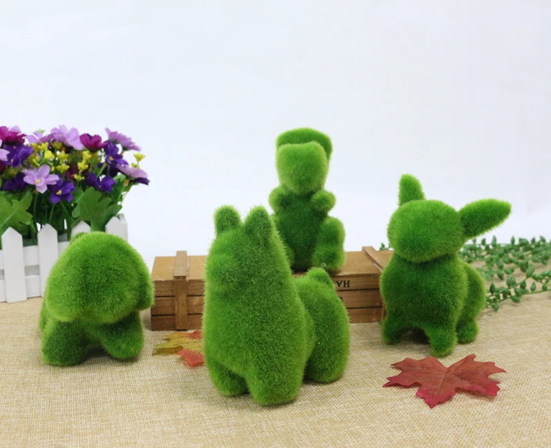 JAROWN Artificial Green Flocking Grass Plush Small Animal Simulation Fake Animal Home Decor Cute Gift Storefront Window Display (7)