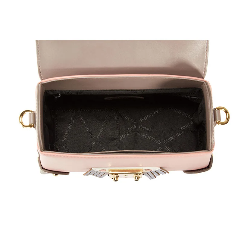 Fashion personality unique creative women handbags Calfskin leisure box shaped shoulder bag cartoon decorative Messenger bag