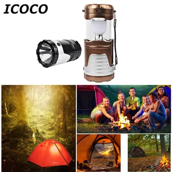 

ICOCO Solar Camping Light LED Rechargeable Hand Lamp Tent Lantern Light USB Port Charging for Mobile for Hiking Campping Sale