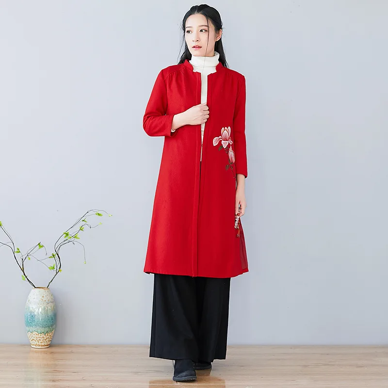 Тренч для женщин Китайский стиль длинные пальто женские зима 2018 осень трендовые стили женские теплые тренчи AA4328