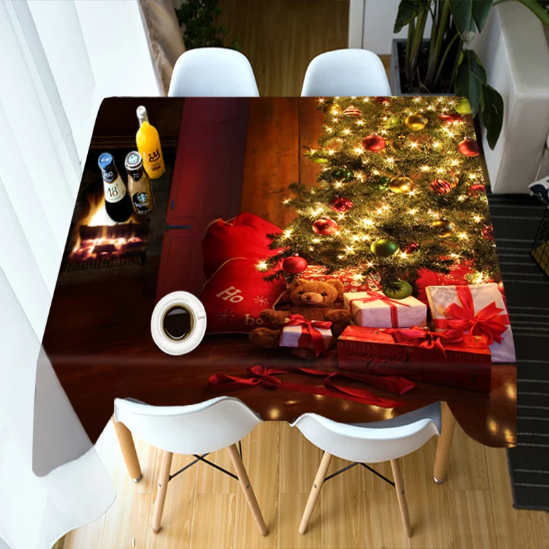 Customize 3D Tablecloth Christmas Tree Theme Pattern Table Cloth Washable Polyester Cloth Rectangular/Round Dining Table Cover Customize 3D Tablecloth Christmas Tree Theme Pattern Table Cloth Washable Polyester Cloth Rectangular/Round Dining Table Cover