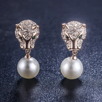 

Exquisite personality full of leopard pearl earrings crystal from Swarovskis fashion trend earrings Fit Women For Party