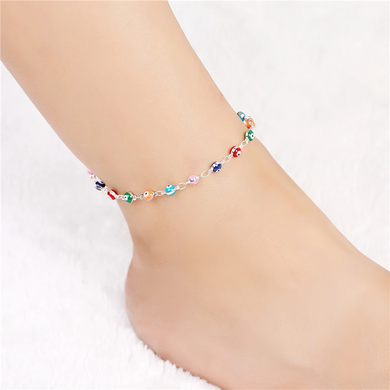 

Evil Eyes Multi Color Anklet Link Ankle Bracelet For Women