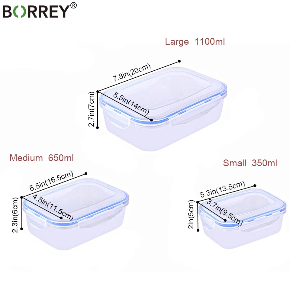 BORREY, 3 шт., пластиковая коробка для хранения продуктов, набор, холодильник, морозильник, коробки для хранения продуктов, свежая вакуумная коробка, термостойкие кухонные контейнеры