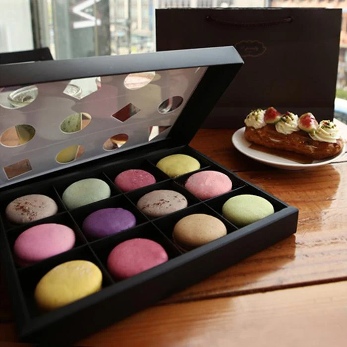 

24.5*18.8*3CM open Window 12 macaron box Bakery Box Cookie macaron boxes.50pcs\lot