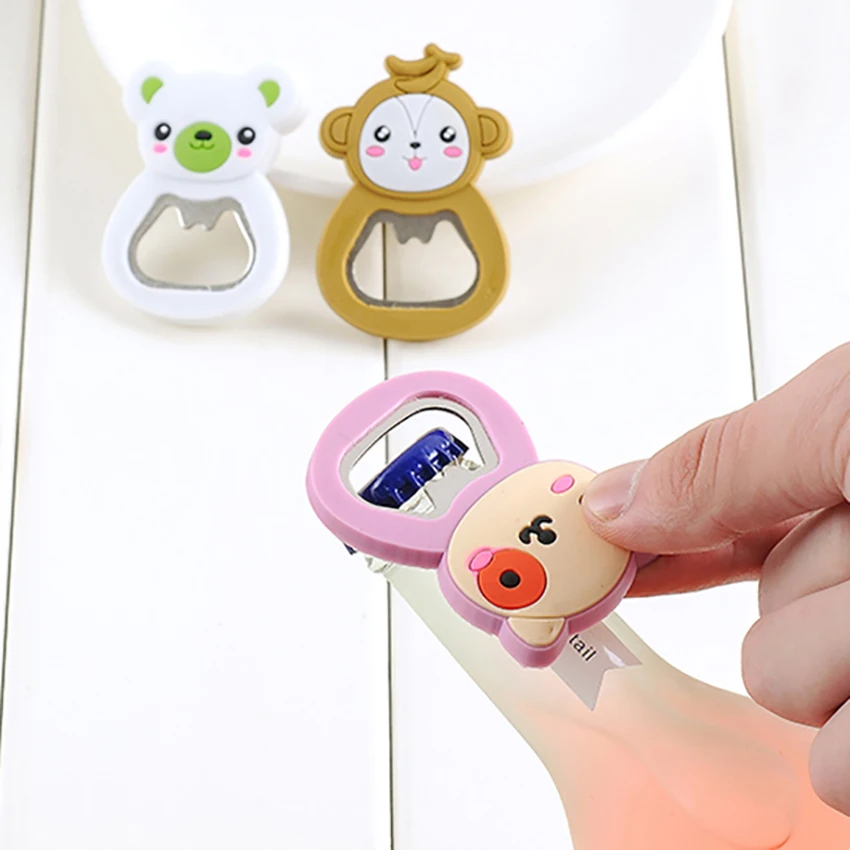 

1PC Creative Cartoon Multi-function Silicone Bottle Opener Beer Cute Animal Openers Kitchen Fridge Magnet Sticker Kitchen Gadget