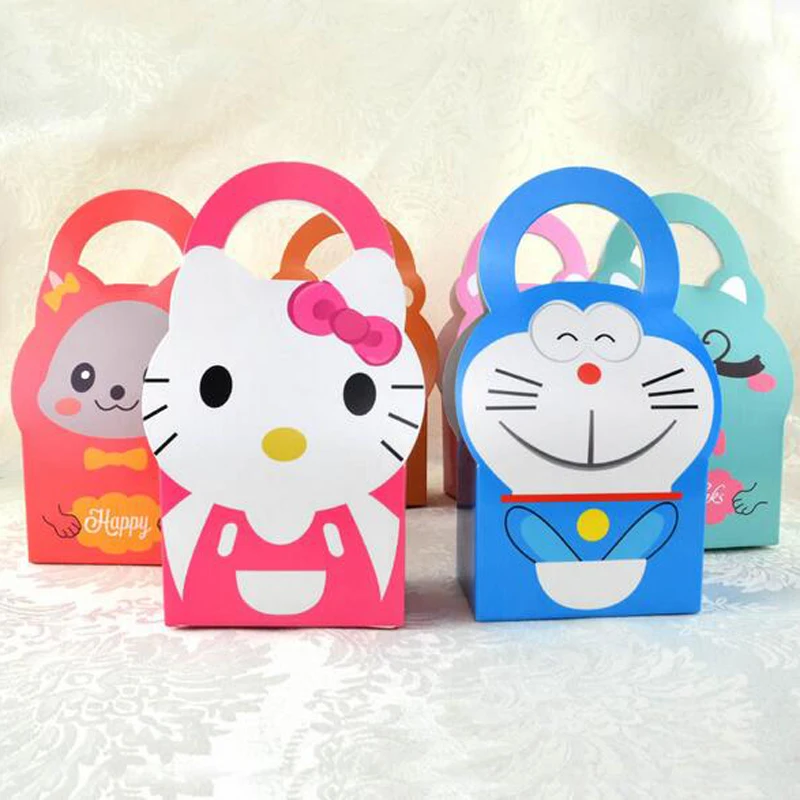 

5pcs/set Minions Hello And Kitty Doraemon Cartoon Baby Shower Candy Box Chocolate Box Gift Box For Kids Birthday Party Supplies