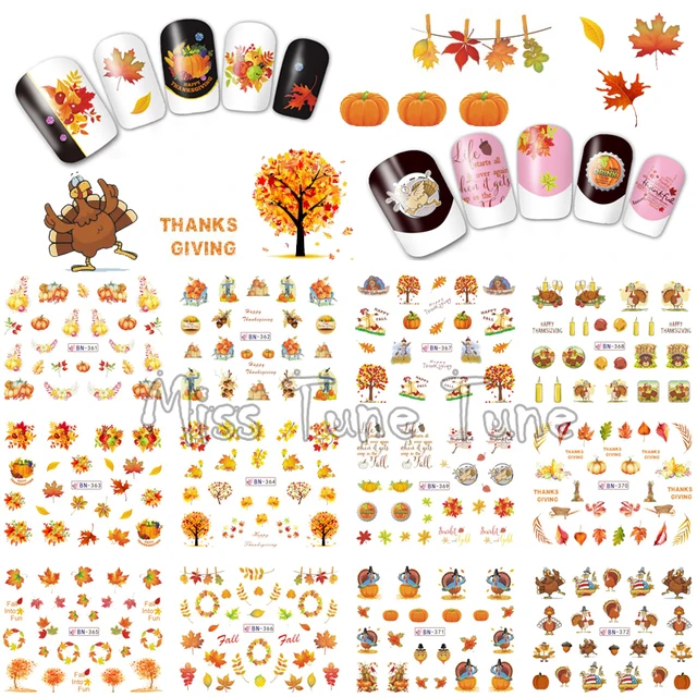 Thanksgiving Nail Art Water Transfer Nail Stickers Decal Tips