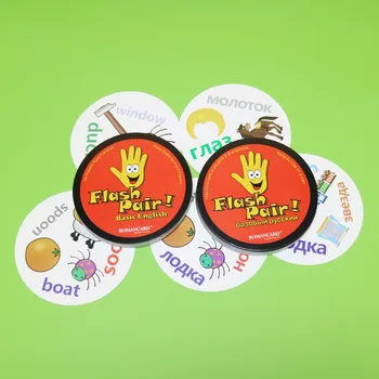 

2018 Flash Pair Basic English&Russian card game for kids children education spot to learn basic word study love it board game