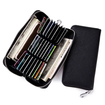 

Unisex Wallet Male Purse Female Long Leather Cross Patten Card Holder Phone Handy Bag Business Women Passport Zipper Cateria