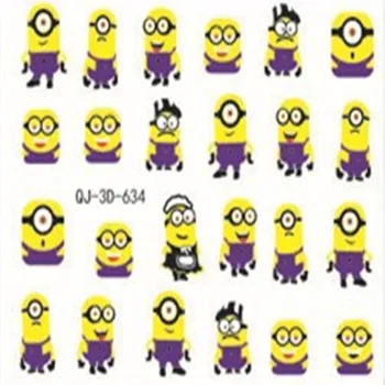 

3D Sticker Beautiful Nail Tattoo Stickers- NAIL ART WATER TRANSFER DECALS STICKERS MINIONS MOVIE despicable me&cartoon 2 pcs