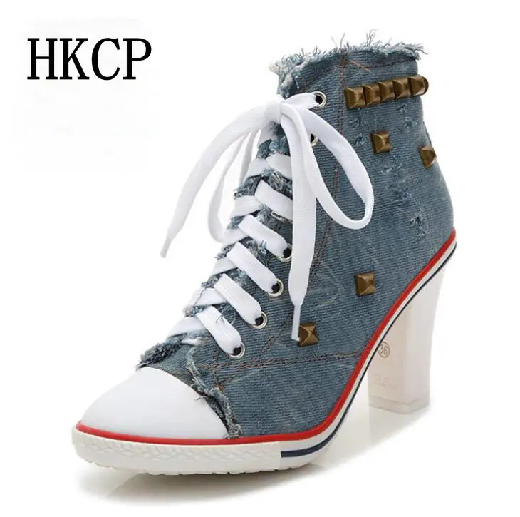

HKCP 2019 Fashion Women Shoes Wedge Sneakers Woman Female Casual Elevator High Heels Canvas Shoes Women's Vulcanize Shoes