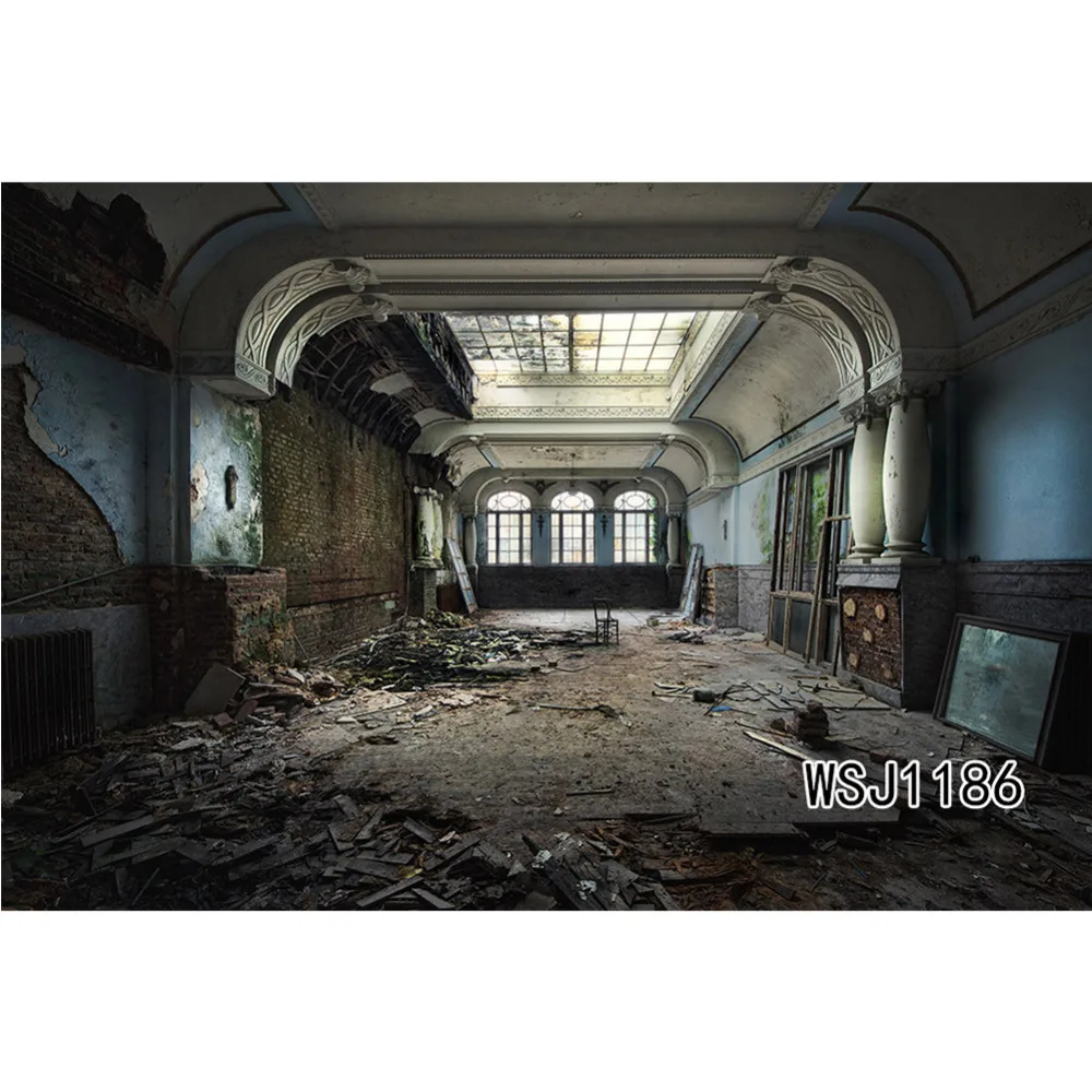 LB Polyester & Vinyl Frightening Shabby House Interior Scary Halloween Backdrops Photography Backgrounds For Child Photo Studio