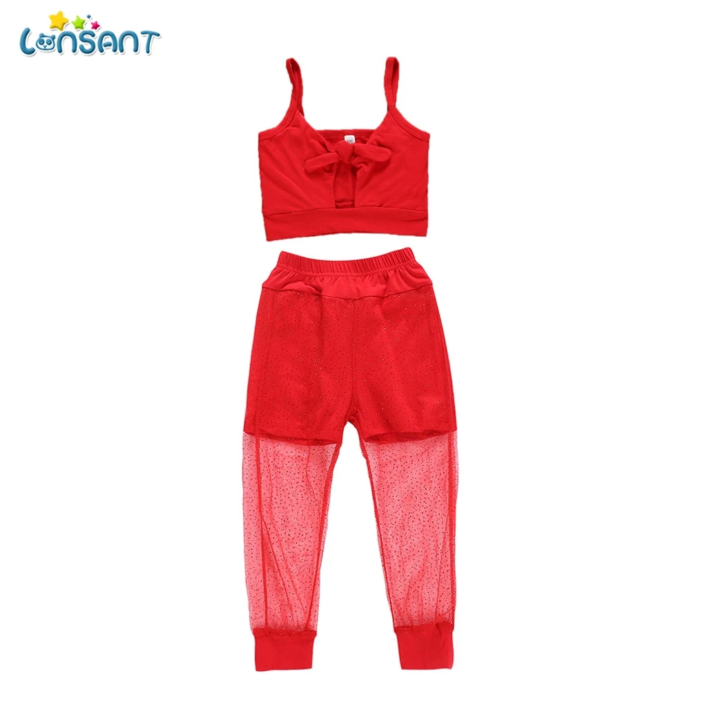 

LONSANT Infant Girls Outfits Fancy Baby Outfits Cotton Toddler Infant Baby Girls Kids Solid Straps Tops+Tulle Pants Outfits Set