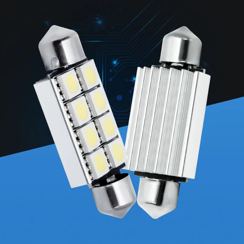 50 шт. 41 мм 6418 C5W 8 SMD 5050 LED белый CANBUS без ошибок автомобисветильник номерной знак