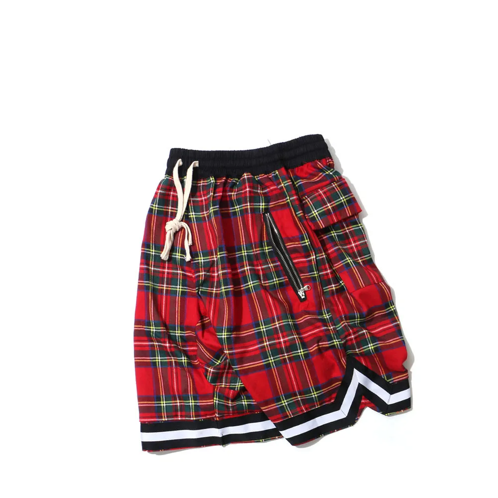 Scottish Pattern Shorts Men Justin Bieber Hip Hop Bermuda Masculina Mens Shorts Cotton Sweatpants Fear of God Retro Men's Shorts