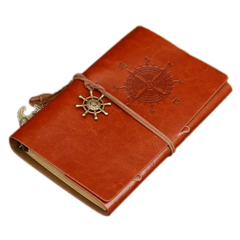 Retro Vintage Leather Cover Notebook Blank Diary Pirate Design Paper Note Book Replaceable Traveler Notepad Stationery Suppl