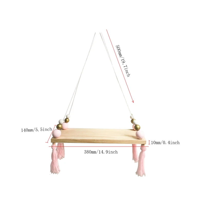 Деревянный стеллаж для хранения в скандинавском стиле, полки из соснового дерева с бусинами для детской комнаты, декоративная Подвесная подставка, украшения для дома - Цвет: G