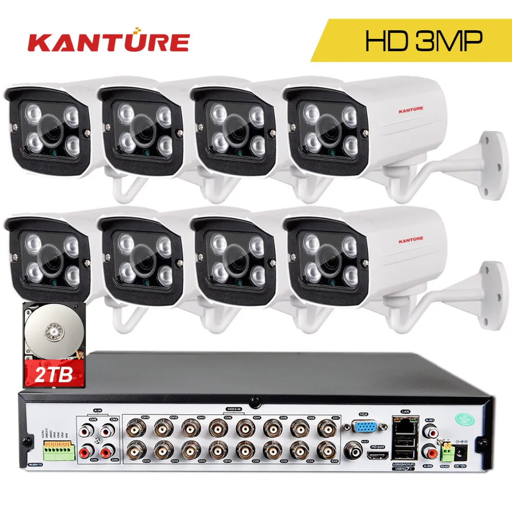 

Super 16Channel 4MP DVR recording system 8xFull HD 3MP 2048x1536 AHD waterproof security camera kit 16ch Video surveillance set