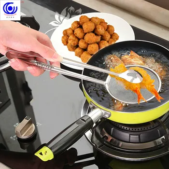 

Fried Food Net Folder Oil Drain Clip Handheld Colander Filter Mesh Spoon for kitchen cooking tools fry 28*10cm Stainless Steel