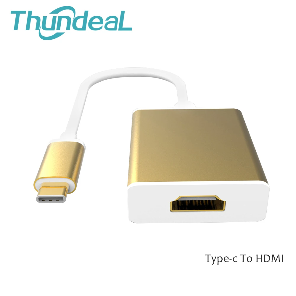 

Newest Golden Aluminum USB 3.1 Type c to HDMI VGA DVI Adapter Cable for Newest 12inch Macbook USB-C Connect to HDTV 1080P