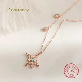

Leouerry 925 Sterling SilverStar Zircon Necklace Temperament Rose Gold Four-pointed Star Clavicular Chain for Women Jewelry Gift