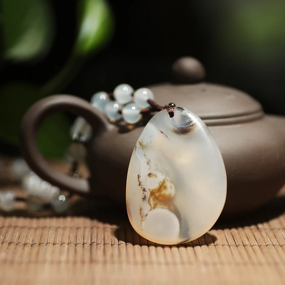 

The only bohemian natural Semi-precious Stone necklace a unique micro marine pattern necklace a living pattern