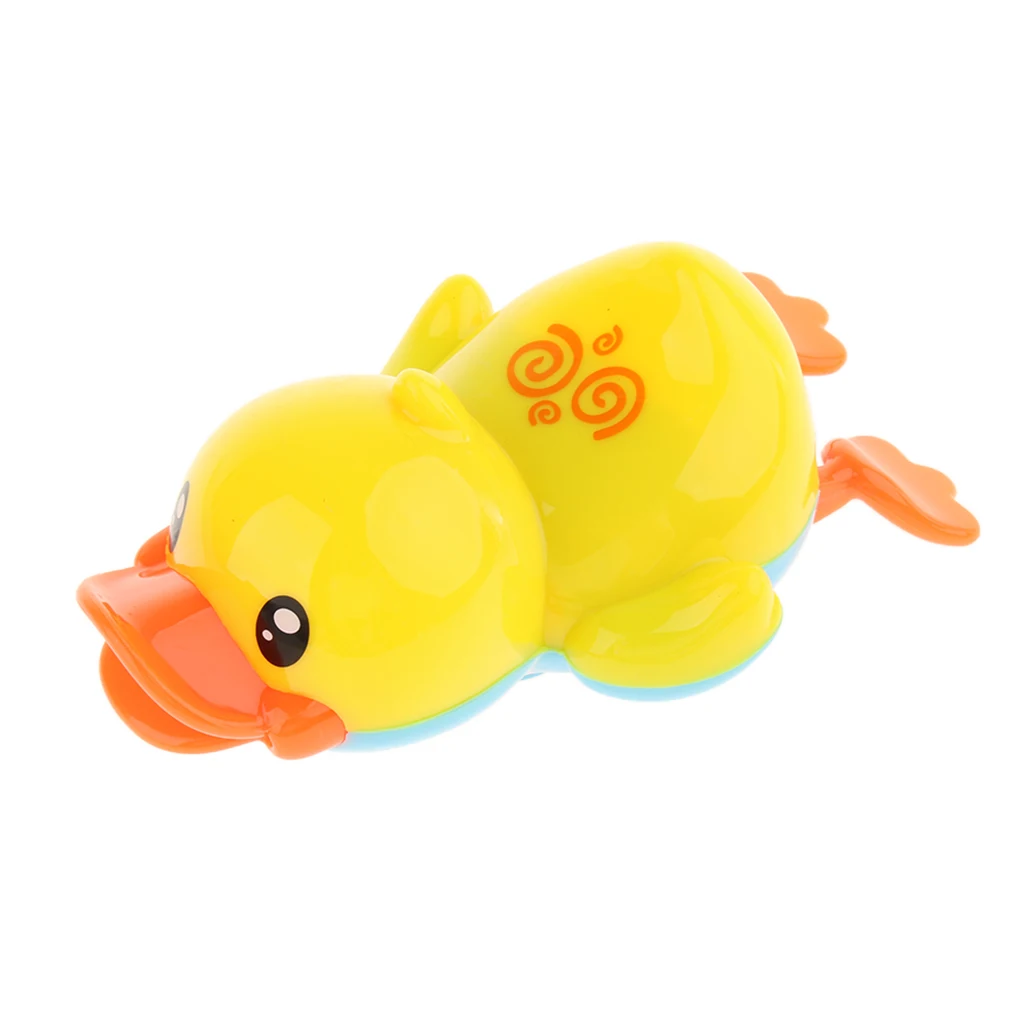 1 Pair Cute Plastic Wind Up Swimming Yellow Duck Kids Baby Bathing Time Water Toy Early Learning
