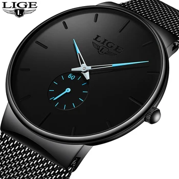 

2019 Fashion Mens Watches LIGE Top Brand Luxury Quartz Watch Men Casual Slim Mesh Waterproof Sport Watch Relogio Masculino Gift