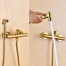 Toilet Spray Cold and hot Mixer Valve with Hose Handheld Portable Hand Held Bidet golden European antique faucet washer sprayer brass antique bronze women hand held bidet hot cold shower set mixer portable bidet spray faucet with 1 5m hose ducha higienica