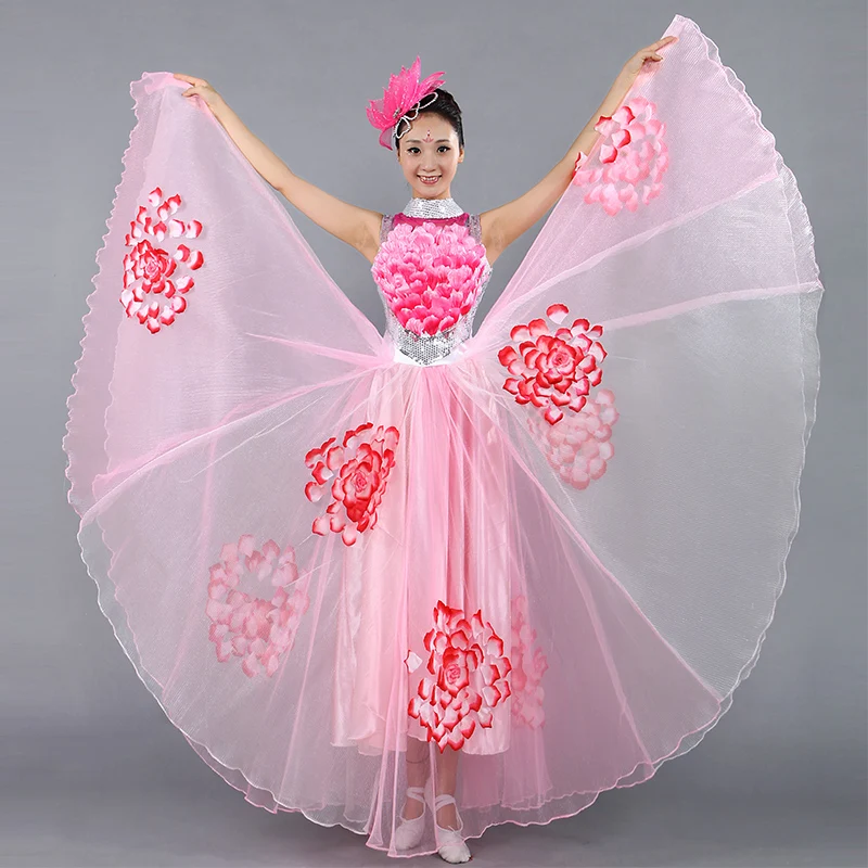 Фестиваль Пром Костюмы для фламенко костюмы женские пасодобль одежда хоровой Одежда для танцев народный танец блестками Тонкий платье - Цвет: pink