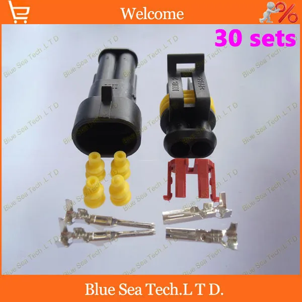 

30 sets 2Pin/way HID,MS-HID Waterproof Electrical connector kit,male and female plug connector for car electrombile ect.