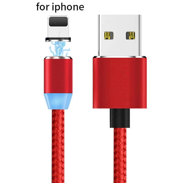 Sovawin 1 м Магнитный Micro USB кабель зарядное устройство для мобильного телефона 2A type c Android Быстрая зарядка для Iphone 7 6s для samsung для Xiaomi - Цвет: Red for iphone