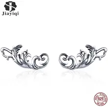 Jiayiqi,, 925 пробы, серебряные лепестки, серьги-гвоздики для женщин, винтажные женские серьги, модная серебряная бижутерия, аксессуары, подарки