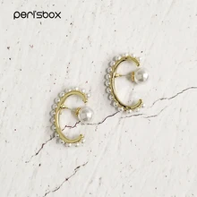Peri'sBox Bohemia мульти маленькие крошечные жемчужные серьги-гвоздики для женщин Простые C образные серьги-манжеты барокко серьги в стиле ретро подарки